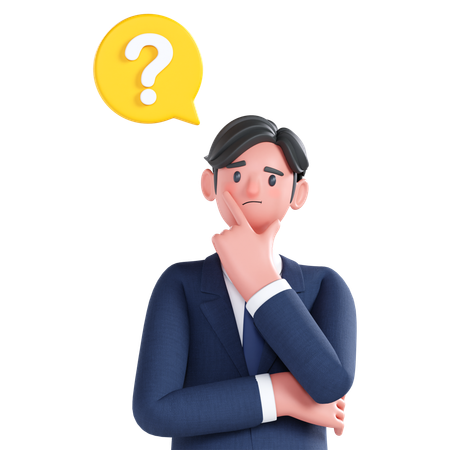 Businessman having question  3D Icon