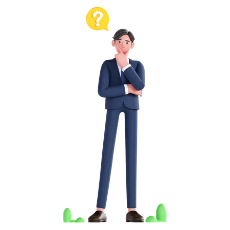 Businessman having question  3D Illustration