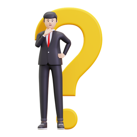 Businessman Having Question  3D Illustration