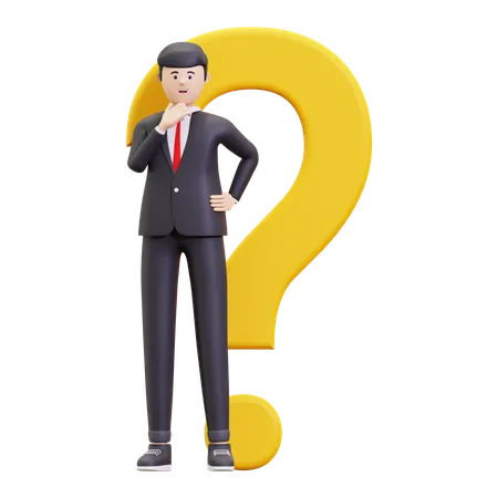 Businessman Having Question  3D Illustration