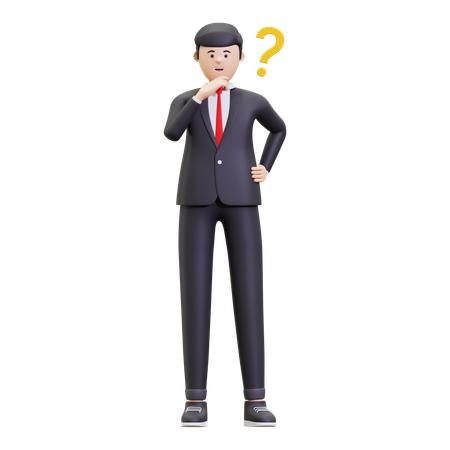 Businessman Having Question  3D Illustration