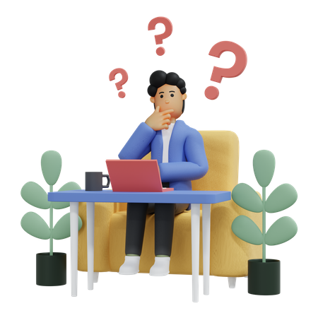 Businessman having questions  3D Icon