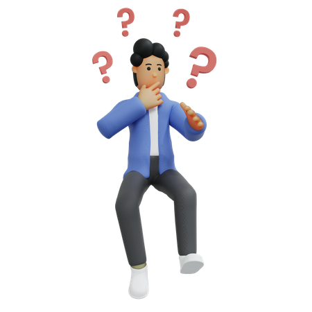 Businessman having questions  3D Icon