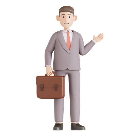 Businessman Hold Briefcase  3D Icon