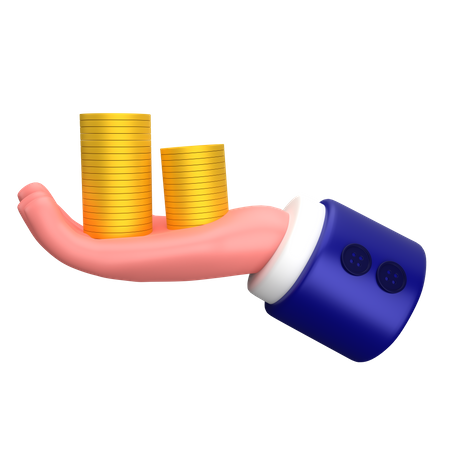 Businessman hold coin pile gesture  3D Icon