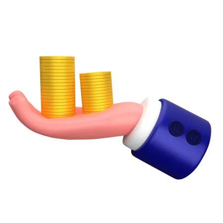 Businessman hold coin pile gesture  3D Icon