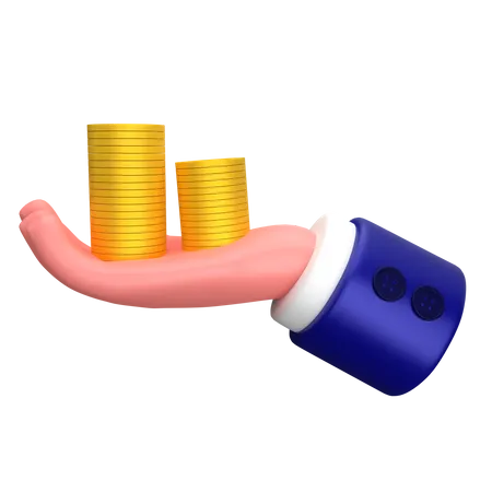 Businessman Hold Coin Pile Gesture 3 D Illustration 3D Icon