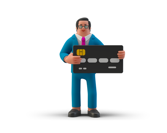 Businessman hold credit card in hand  3D Illustration