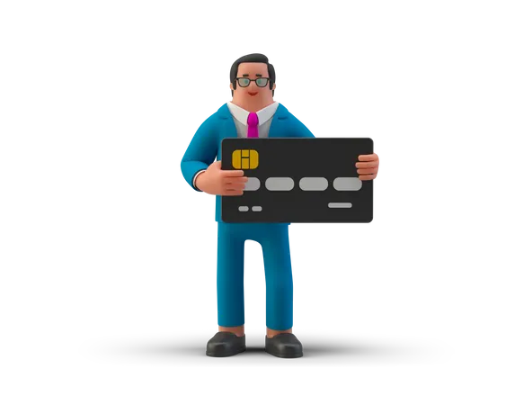 Businessman hold credit card in hand  3D Illustration