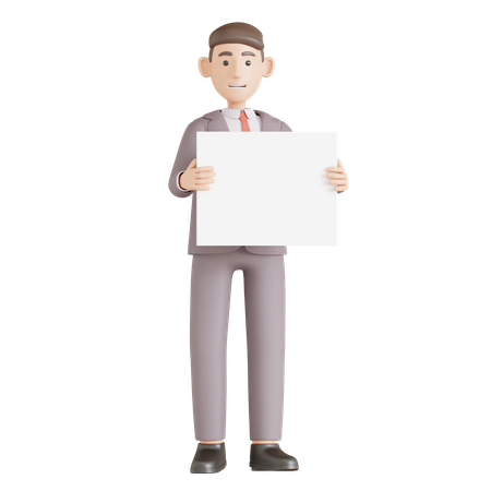 Businessman Hold Paper Presentation  3D Icon