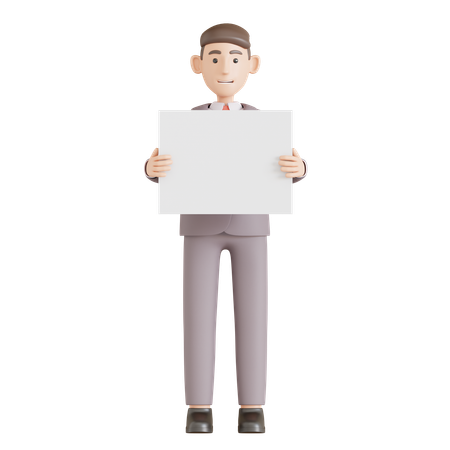 Businessman Hold Paper Presentation  3D Icon