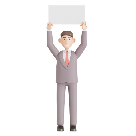 Businessman Hold Paper Presentation  3D Icon