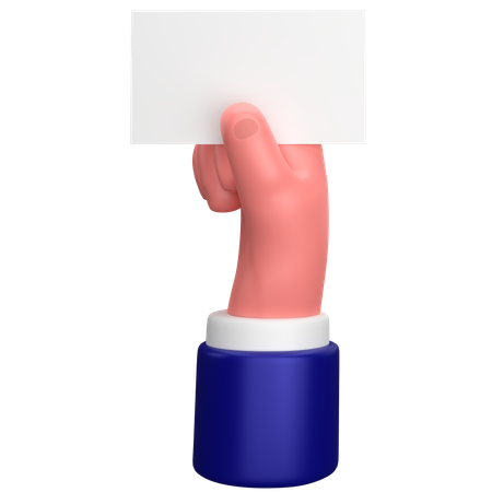 Businessman holding a blank card sign hand gesture  3D Icon