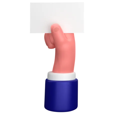 Businessman holding a blank card sign hand gesture  3D Icon