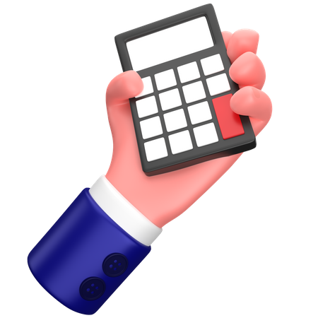 Businessman holding a calculator gesture sign  3D Icon