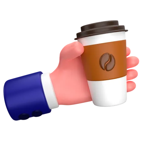 Businessman holding a coffee cup gesture  3D Icon