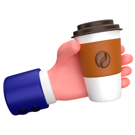 Businessman holding a coffee cup gesture 3D Icon