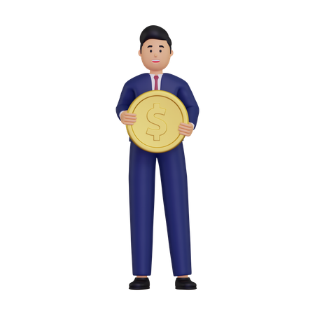 Businessman holding a coin  3D Icon