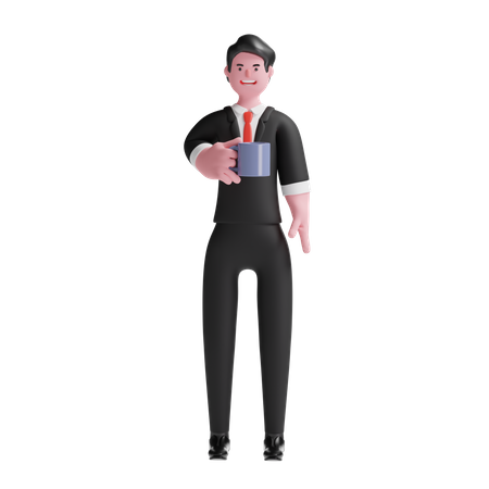 Businessman Holding a Cup  3D Icon