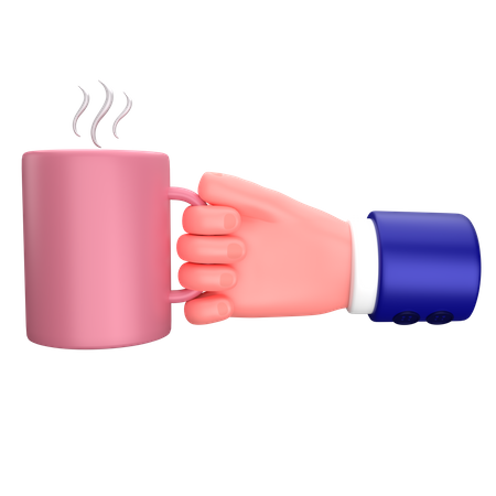 Businessman holding a glass cup of coffee gesture  3D Icon