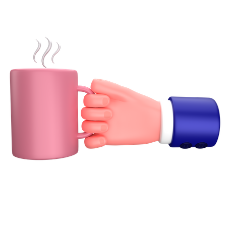 Businessman holding a glass cup of coffee gesture 3D Icon