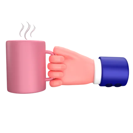 Businessman holding a glass cup of coffee gesture 3D Icon