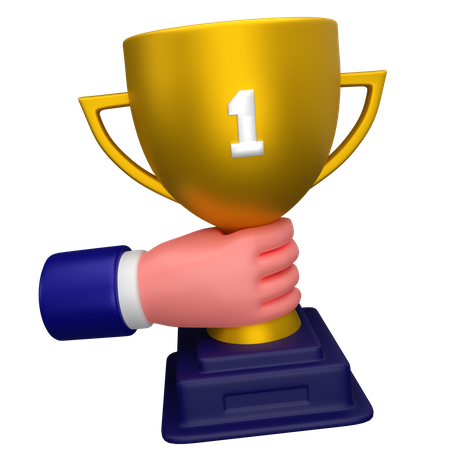 Businessman holding a trophy hand gesture  3D Icon