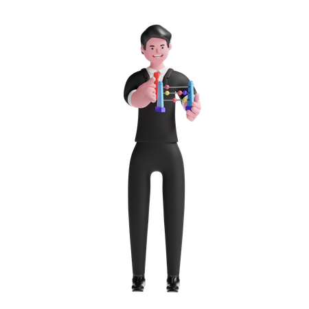 Businessman Holding Abacus  3D Icon