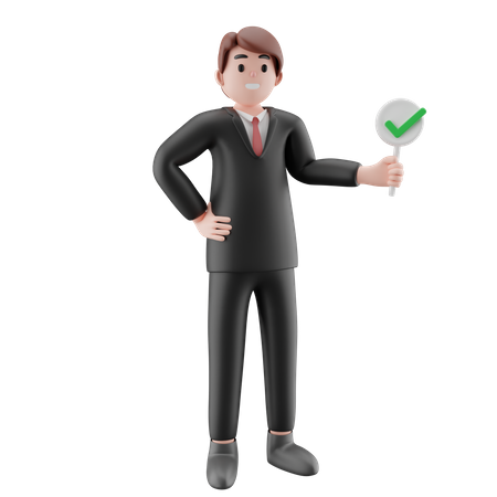 Businessman holding approve sign  3D Icon