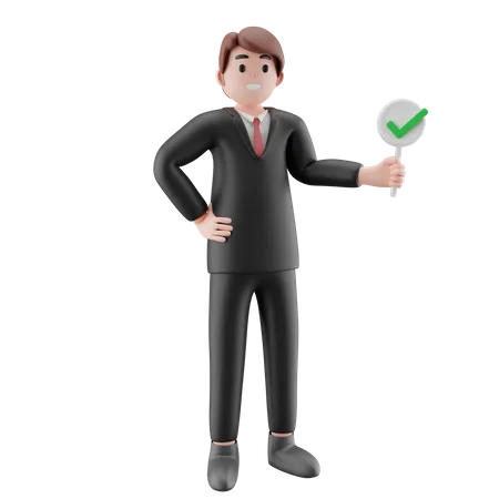 Businessman holding approve sign  3D Illustration