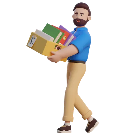 Businessman Holding Archive Documents  3D Illustration