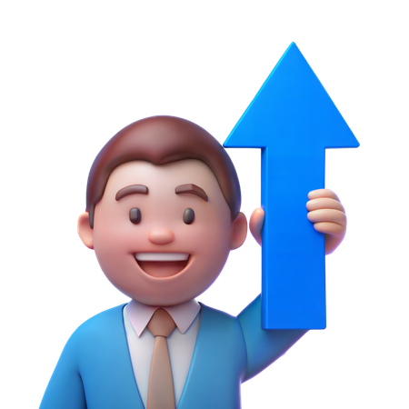 Businessman Holding Arrow Up  3D Illustration