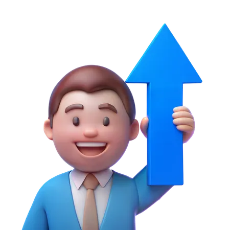 Businessman Holding Arrow Up  3D Illustration