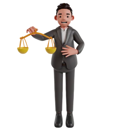 Businessman Holding Balance Scale  3D Illustration
