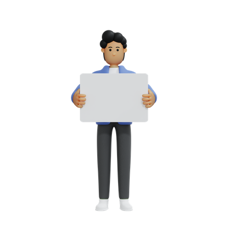 Businessman holding board  3D Illustration