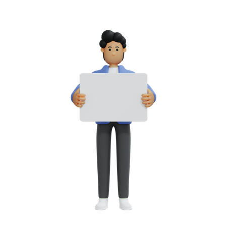 Businessman holding board 3D Illustration