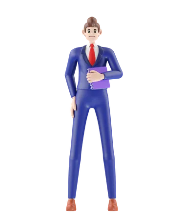 Businessman holding book  3D Illustration