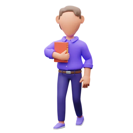 Businessman Holding Book  3D Illustration