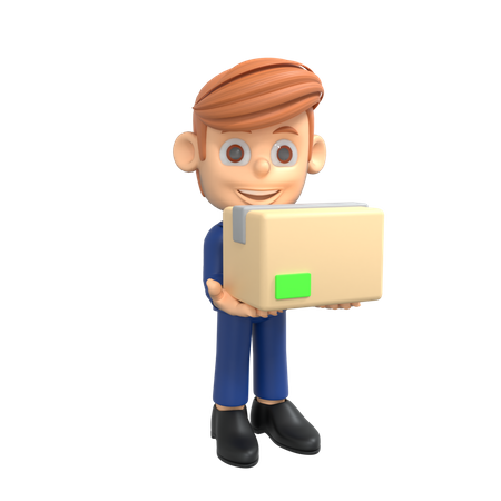 Businessman Holding Box  3D Illustration