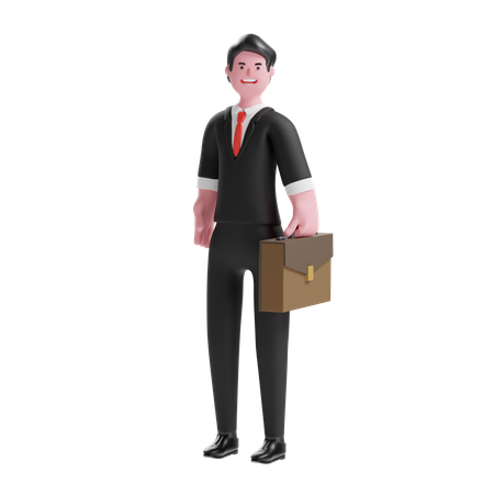 Businessman Holding Briefcase  3D Icon