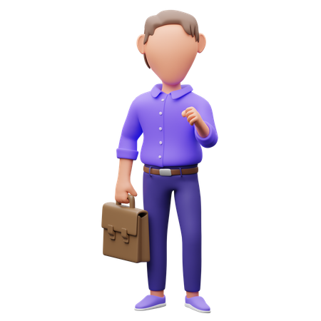 Businessman Holding Briefcase  3D Illustration