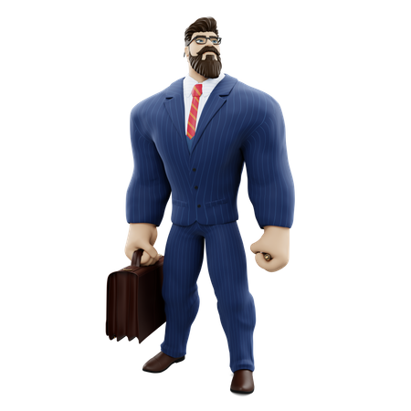 Businessman Holding Briefcase  3D Illustration