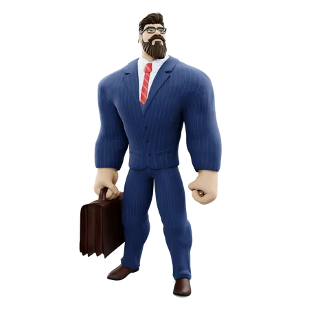 Businessman Holding Briefcase  3D Illustration