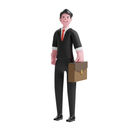 Businessman Holding Briefcase  3D Illustration