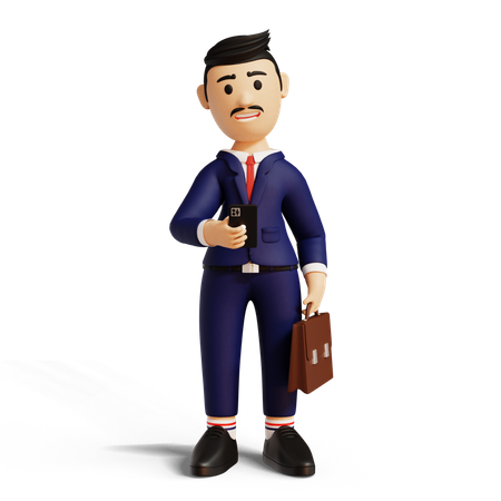 Businessman Holding Briefcase  3D Illustration