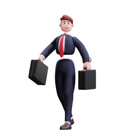 Businessman holding briefcase  3D Illustration