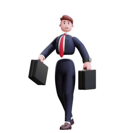 Businessman holding briefcase  3D Illustration