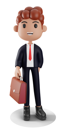 Businessman holding briefcase  3D Illustration