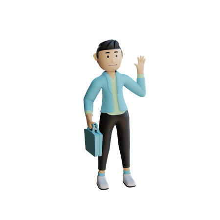 Businessman Holding Briefcase  3D Illustration