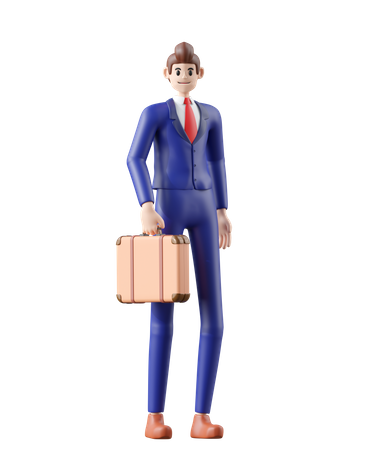 Businessman holding briefcase  3D Illustration